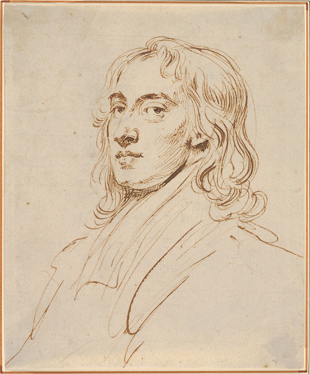 Self portrait, John Vanderbank, the younger (British, London (?) 1694–1739 London), Pen and brown ink 