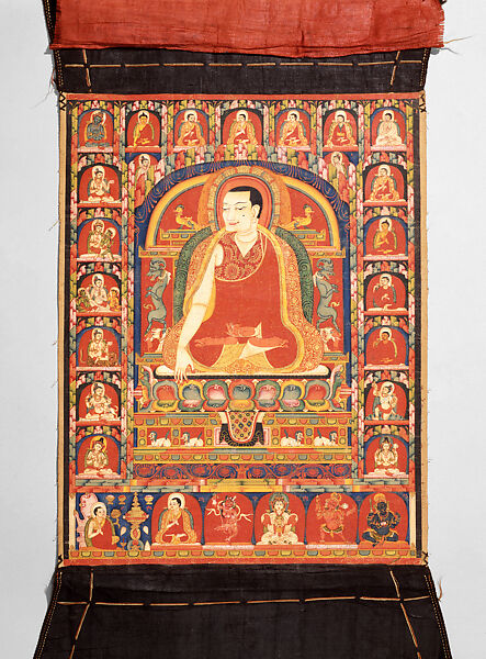 Portrait of the Third Kagyu Taklung Abbot, Sangye Yarjon, Distemper and gold on cloth, Central Tibet