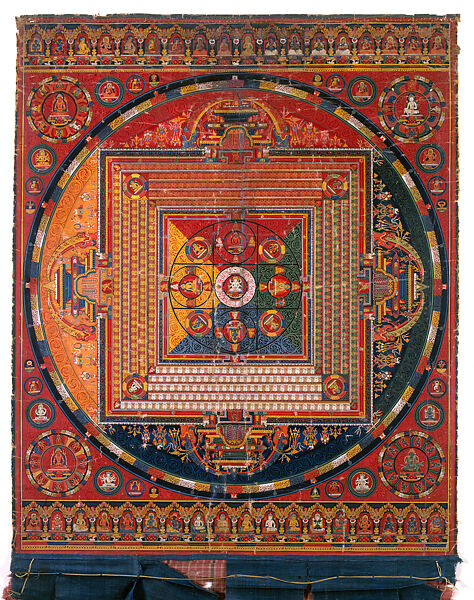 Vajradhatu (Diamond Realm) Mandala, Distemper and gold on cloth, Central Tibet 