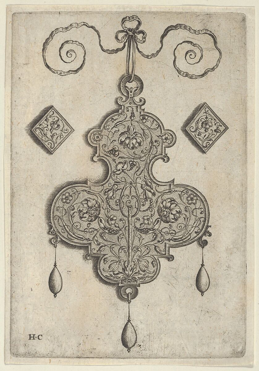 Design for the Verso of a Pendant with Three Large Flowers, Jan Collaert I (Netherlandish, Antwerp ca. 1530–1581 Antwerp), Engraving; second state of three (New Hollstein) 