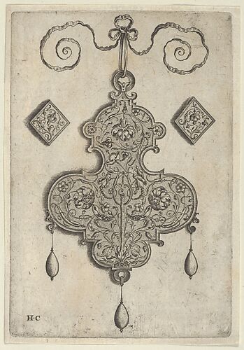 Design for the Verso of a Pendant with Three Large Flowers
