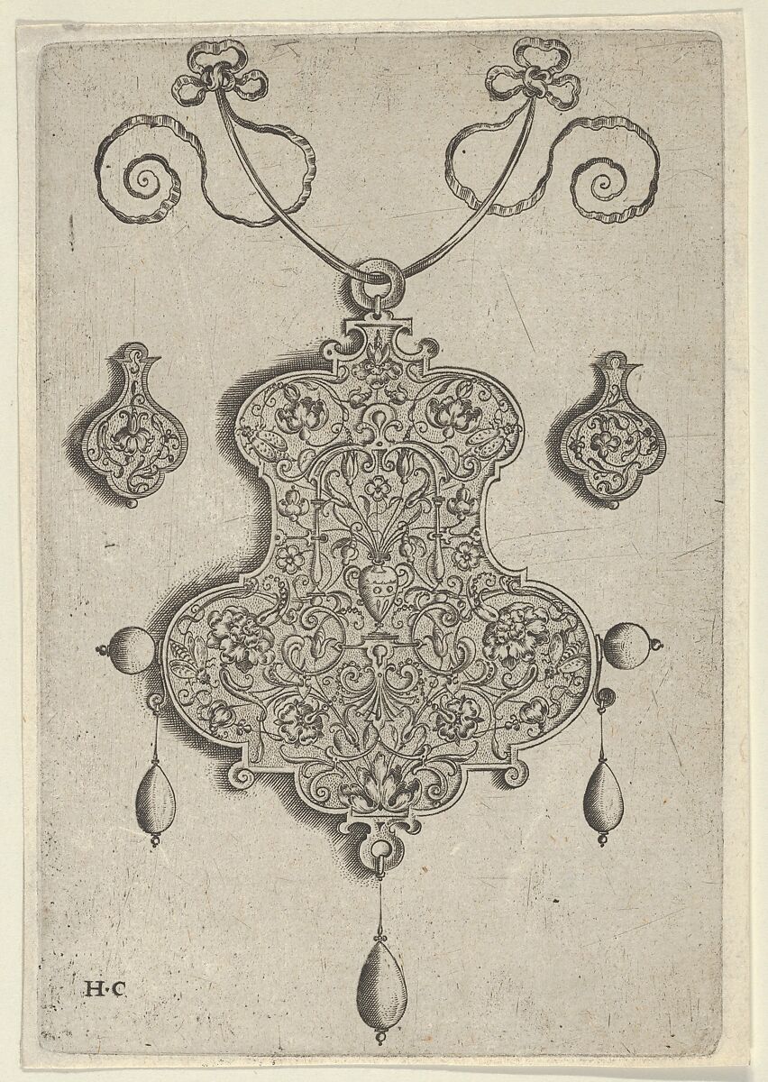 Design for the Verso of a Pendant with a Vase at Center, Jan Collaert I (Netherlandish, Antwerp ca. 1530–1581 Antwerp), Engraving; first state of two (New Hollstein) 