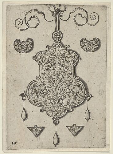 Design for the Verso of a Pendant with a Flower-Piece at Bottom Center