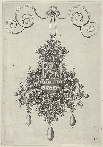 Pendant Design with Mars Seated Beneath an Arch
