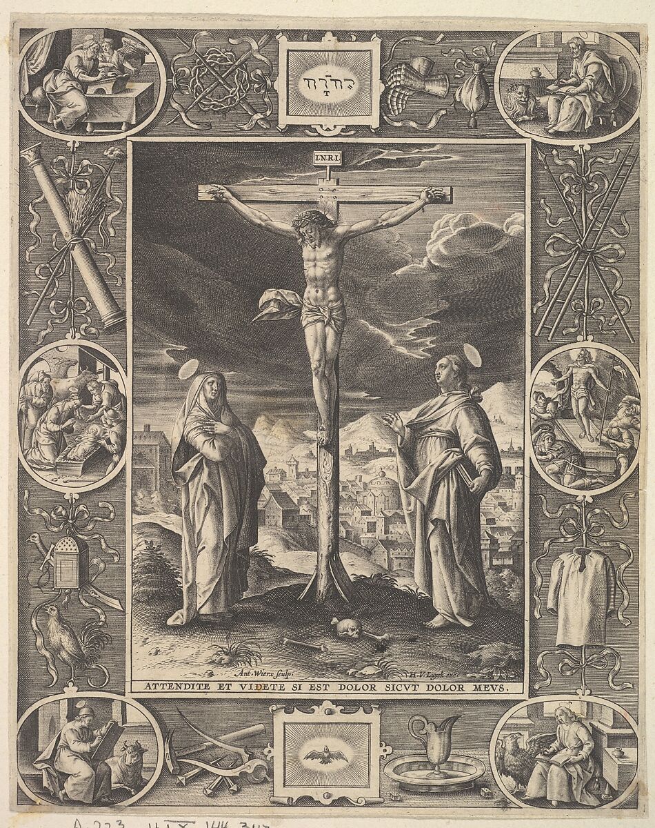 Christ on the Cross, Antonius Wierix, II (Netherlandish, Antwerp 1555/59–1604 Antwerp), Engraving 