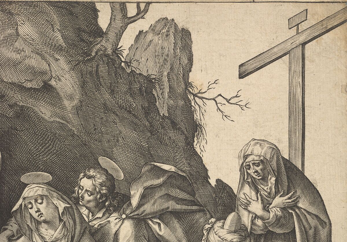 The Entombment, Hieronymus (Jerome) Wierix (Netherlandish, ca. 1553–1619 Antwerp), Engraving