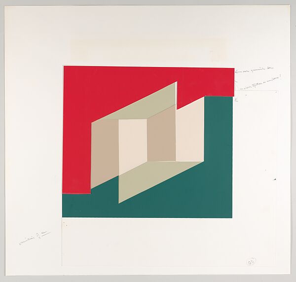 Untitled (for Never Before), Josef Albers (American (born Germany), Bottrop 1888–1976 New Haven, Connecticut), Silkscreen with collage maquette 