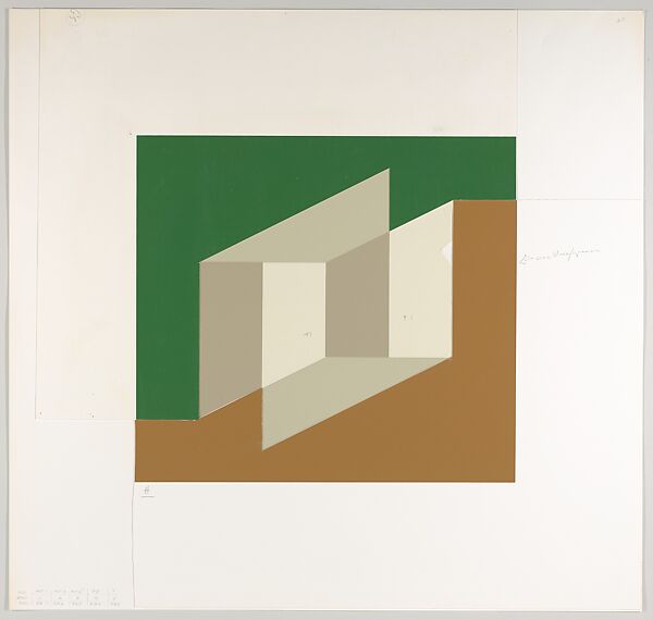 Untitled (for Never Before), Josef Albers (American (born Germany), Bottrop 1888–1976 New Haven, Connecticut), Silkscreen with collage maquette 