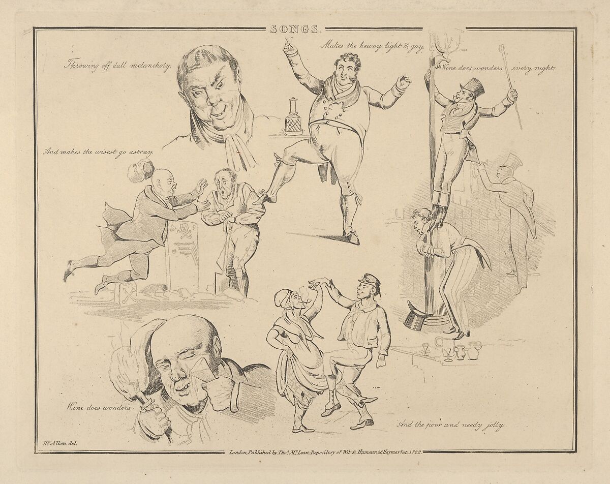 Songs: "Throwing off dull melancholy...", Henry Thomas Alken (British, London 1785–1851 London), Soft-ground etching 