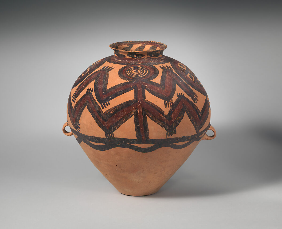 Jar with Painted Decoration of  "Frog" Pattern, Earthenware with painted decoration, China