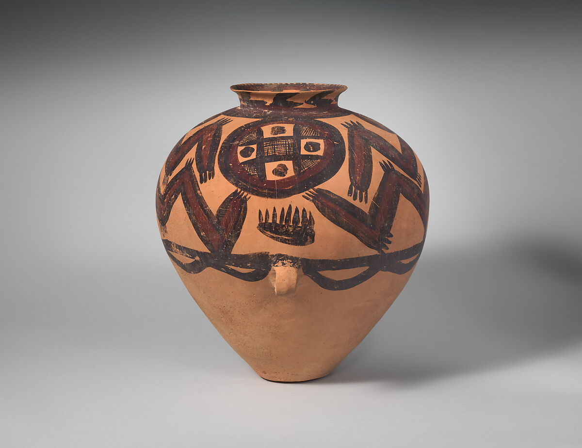 Jar with Painted Decoration of  "Frog" Pattern, Earthenware with painted decoration, China