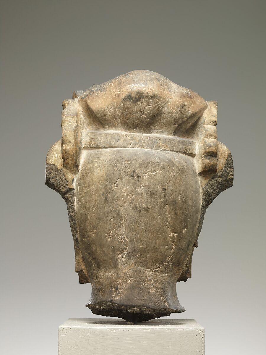 Head of an attendant bodhisattva, Limestone with pigment, China