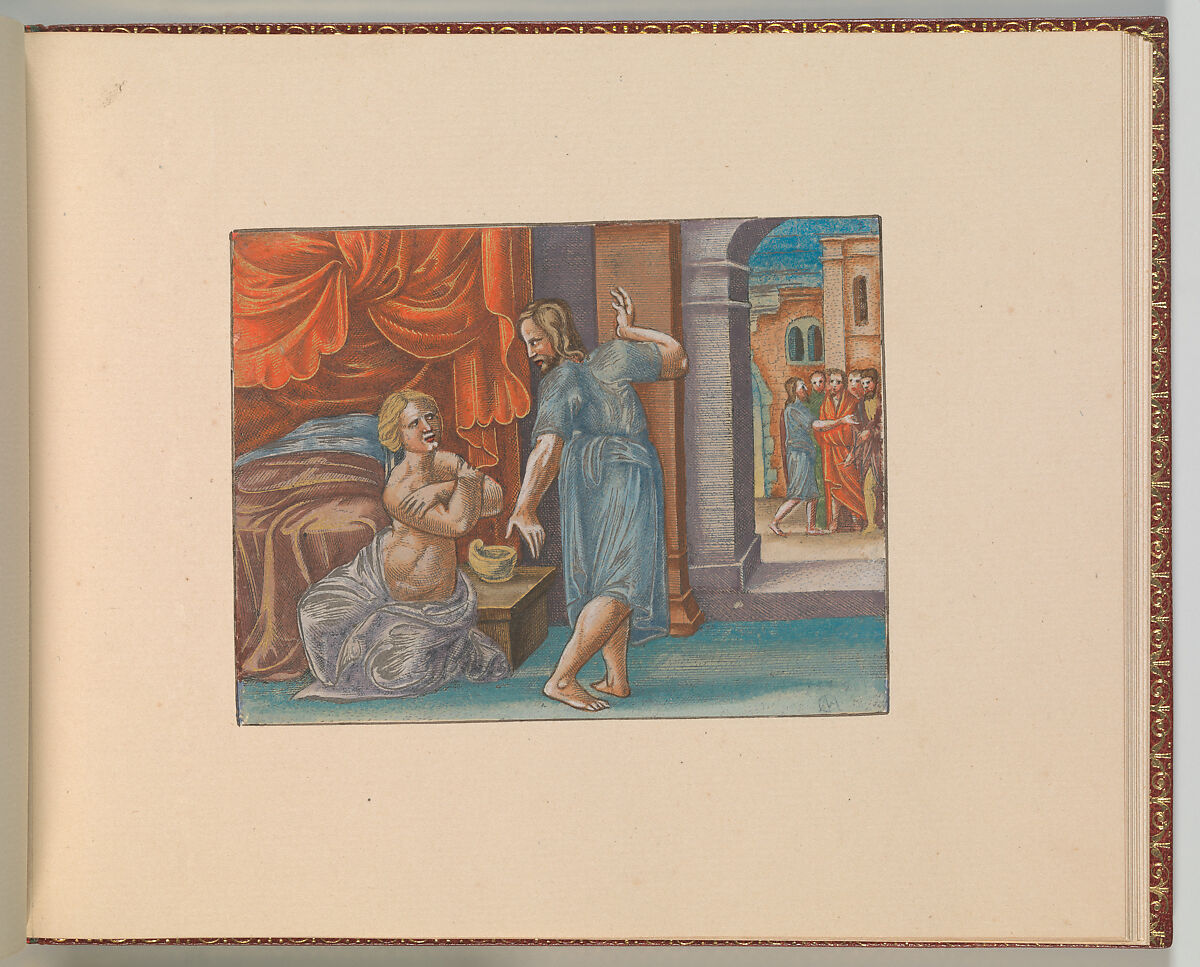 The Story of Samson, Cornelis Massys (Netherlandish,  Antwerp 1510/11–1556/57 Antwerp), Hand-colored engravings, first state of two, set into sheets in an album bound in red leather with gold tooling and marbled boards, housed in a case of red leather and marbled board.