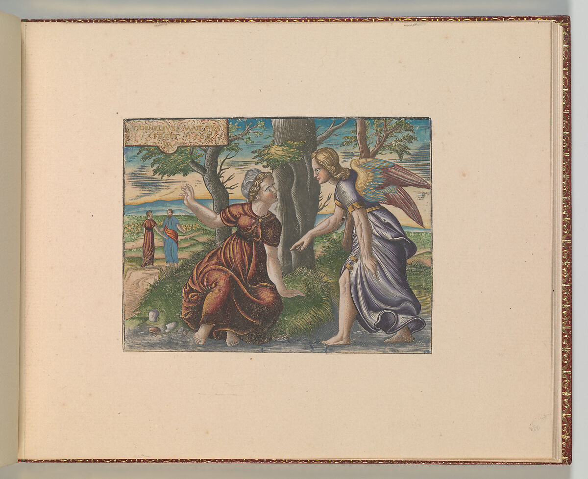 The Story of Samson, Cornelis Massys (Netherlandish,  Antwerp 1510/11–1556/57 Antwerp), Hand-colored engravings, first state of two, set into sheets in an album bound in red leather with gold tooling and marbled boards, housed in a case of red leather and marbled board.