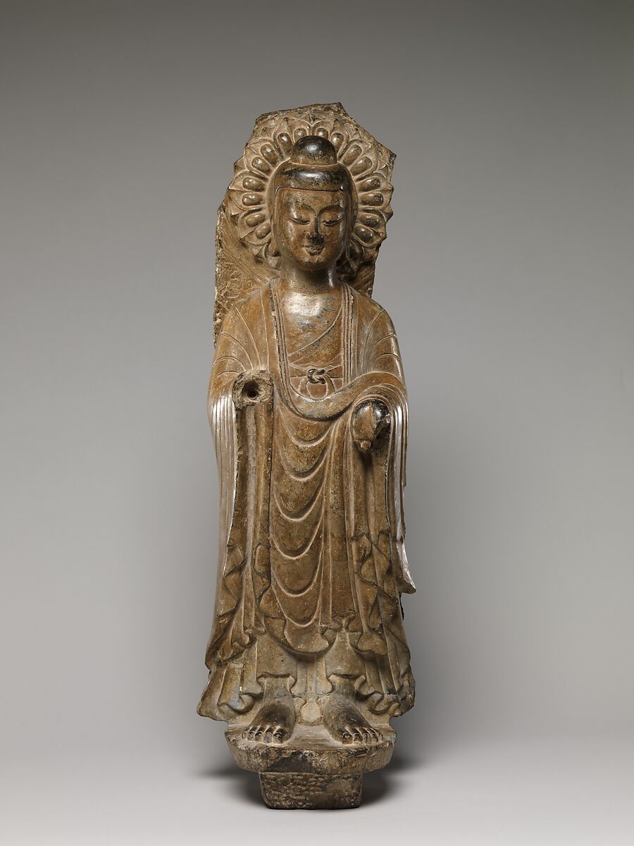 Buddha, Limestone with traces of pigment, China 