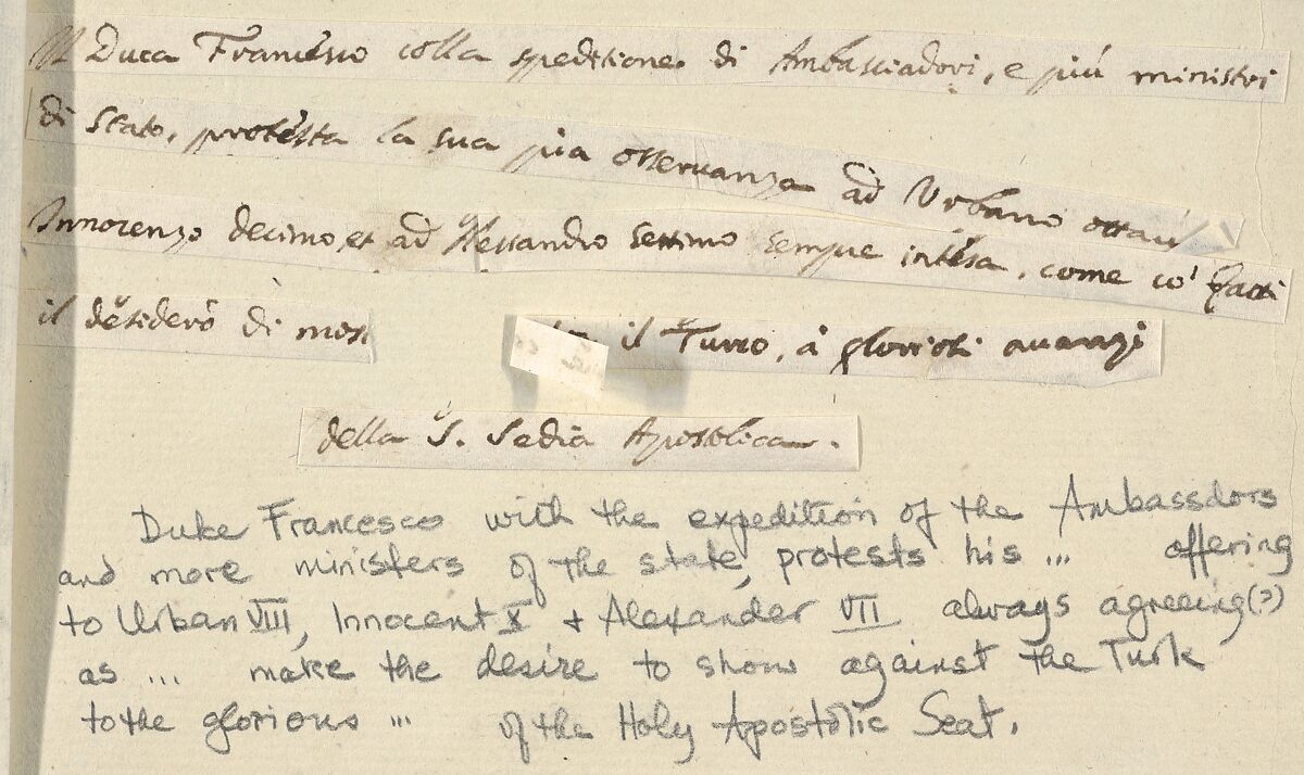 Francesco I d'Este, with the Expedition of the Embassadors and Ministers of State, Declares his Ofference to Urban VIII, Innocent X, and Alexander VII to Continue to Defend Against the Turks, from "L'Idea di un Principe ed Eroe Cristiano in Francesco I d'Este, di Modena e Reggio Duca VIII [...]", Bartolomeo Fenice (Fénis), Etching