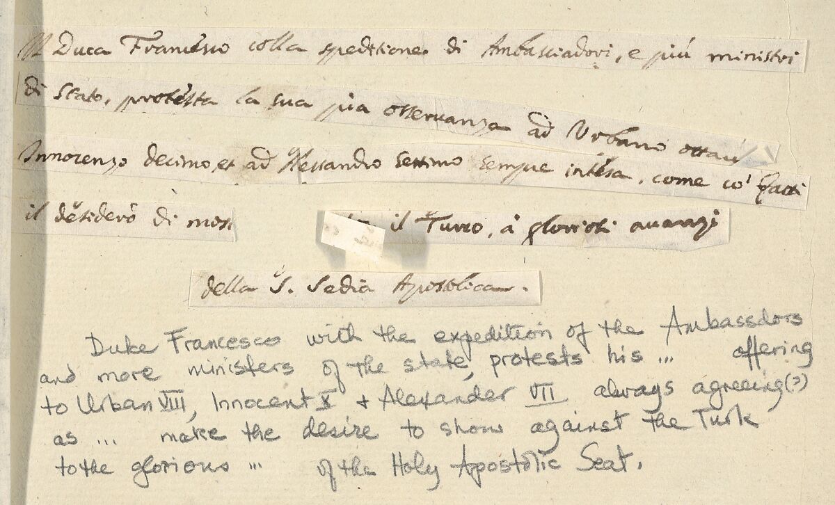 Francesco I d'Este, with the Expedition of the Embassadors and Ministers of State, Declares his Ofference to Urban VIII, Innocent X, and Alexander VII to Continue to Defend Against the Turks, from "L'Idea di un Principe ed Eroe Cristiano in Francesco I d'Este, di Modena e Reggio Duca VIII [...]", Bartolomeo Fenice (Fénis), Etching 