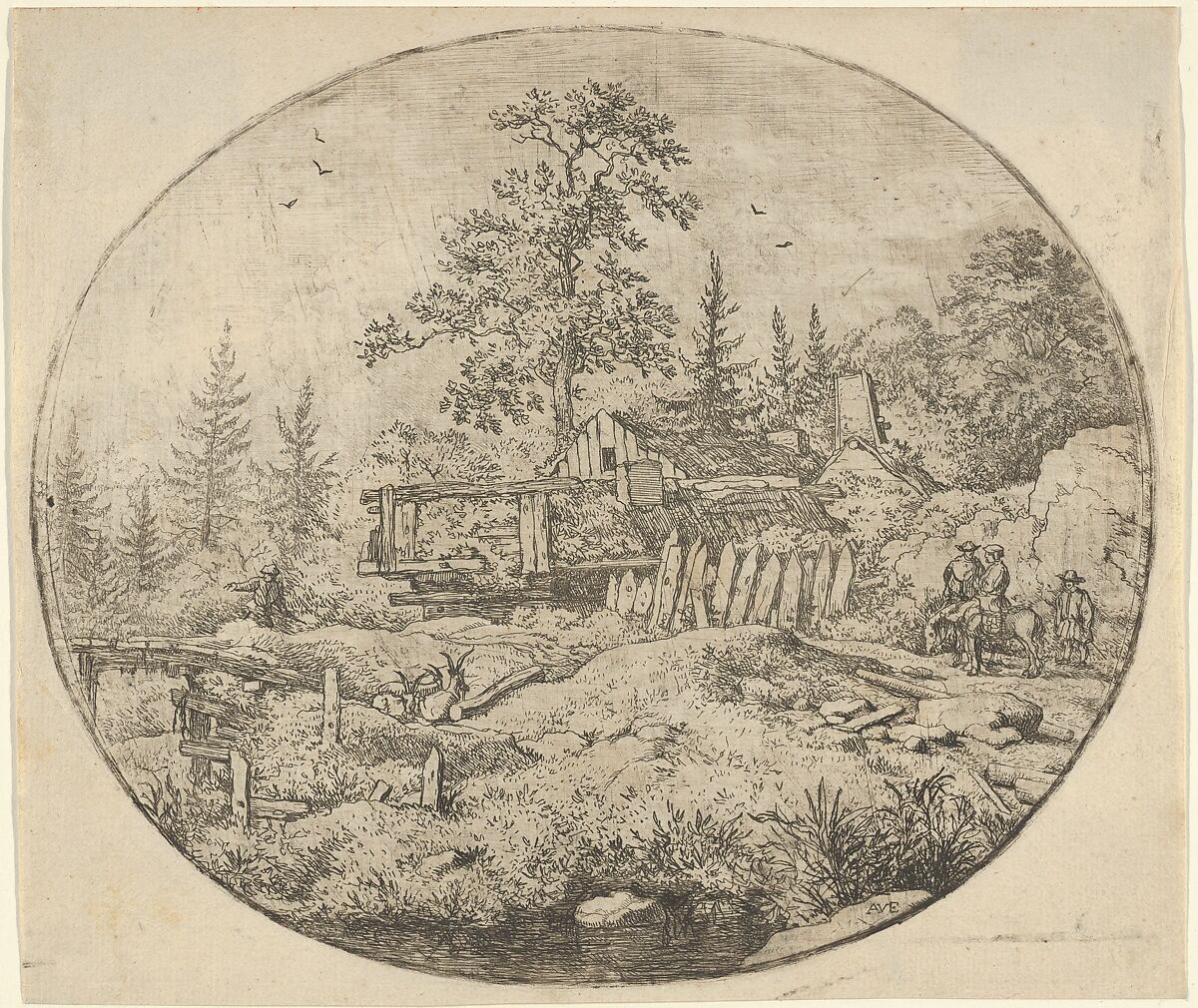 The Landscape with the Wooden Bridge, Allart van Everdingen (Dutch, Alkmaar 1621–1675 Amsterdam), Engraving; third state of four 