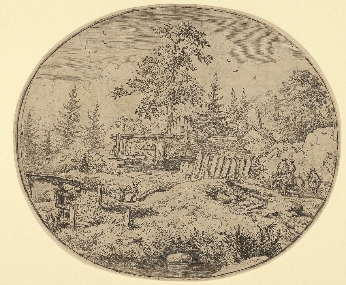 The Landscape with the Wooden Bridge, Allart van Everdingen (Dutch, Alkmaar 1621–1675 Amsterdam), Engraving; fourth state of four 