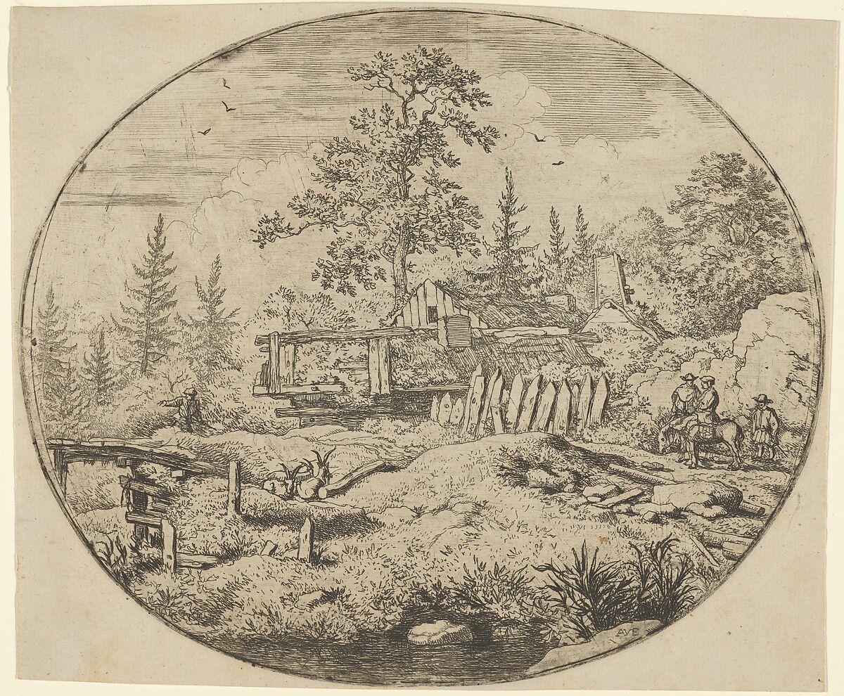 The Landscape with the Wooden Bridge, Allart van Everdingen (Dutch, Alkmaar 1621–1675 Amsterdam), Engraving; fourth state of four 