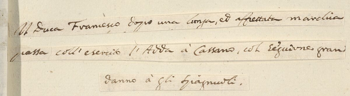 After a Long March, Francesco I d'Este Passes with the River of Cassano with his Army, thus Causing Great Harm to the Spanish, from "L'Idea di un Principe ed Eroe Cristiano in Francesco I d'Este, di Modena e Reggio Duca VIII [...]", Bartolomeo Fenice (Fénis), Etching