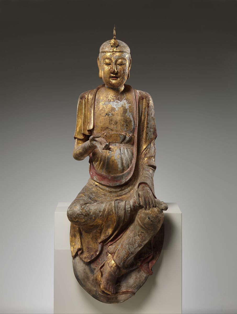 Bodhisattva, Wood with lacquer and gilding, China 