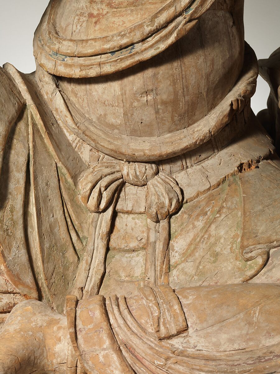 Bodhisattva Avalokiteshvara in Water Moon Form (Shuiyue Guanyin), Wood (willow) with traces of pigment; multiple-woodblock construction, China