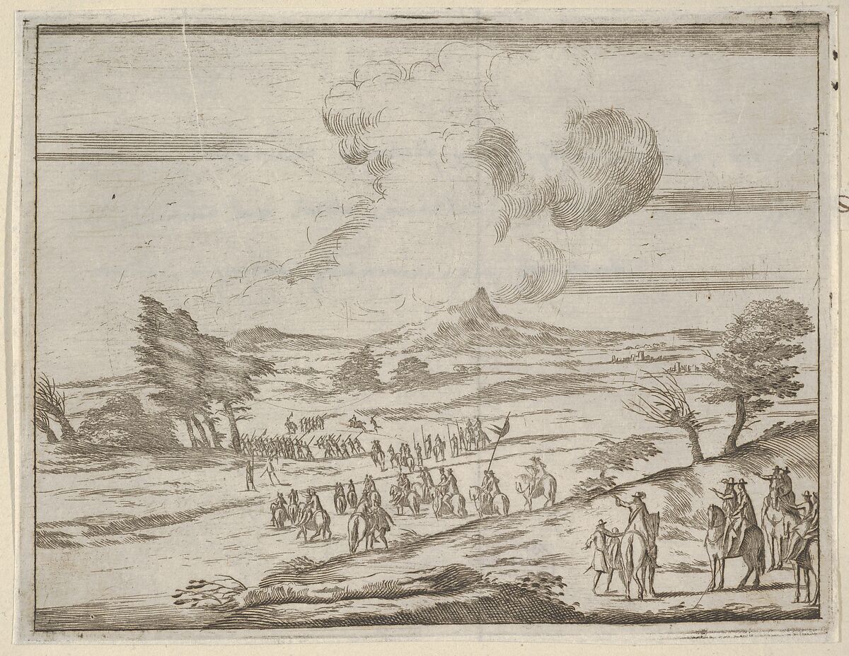 Following Francesco I d'Este's Example, His Troops Safely Pass Torrents During Extreme Weather, from "L'Idea di un Principe ed Eroe Cristiano in Francesco I d'Este, di Modena e Reggio Duca VIII [...]", Bartolomeo Fenice (Fénis), Etching 