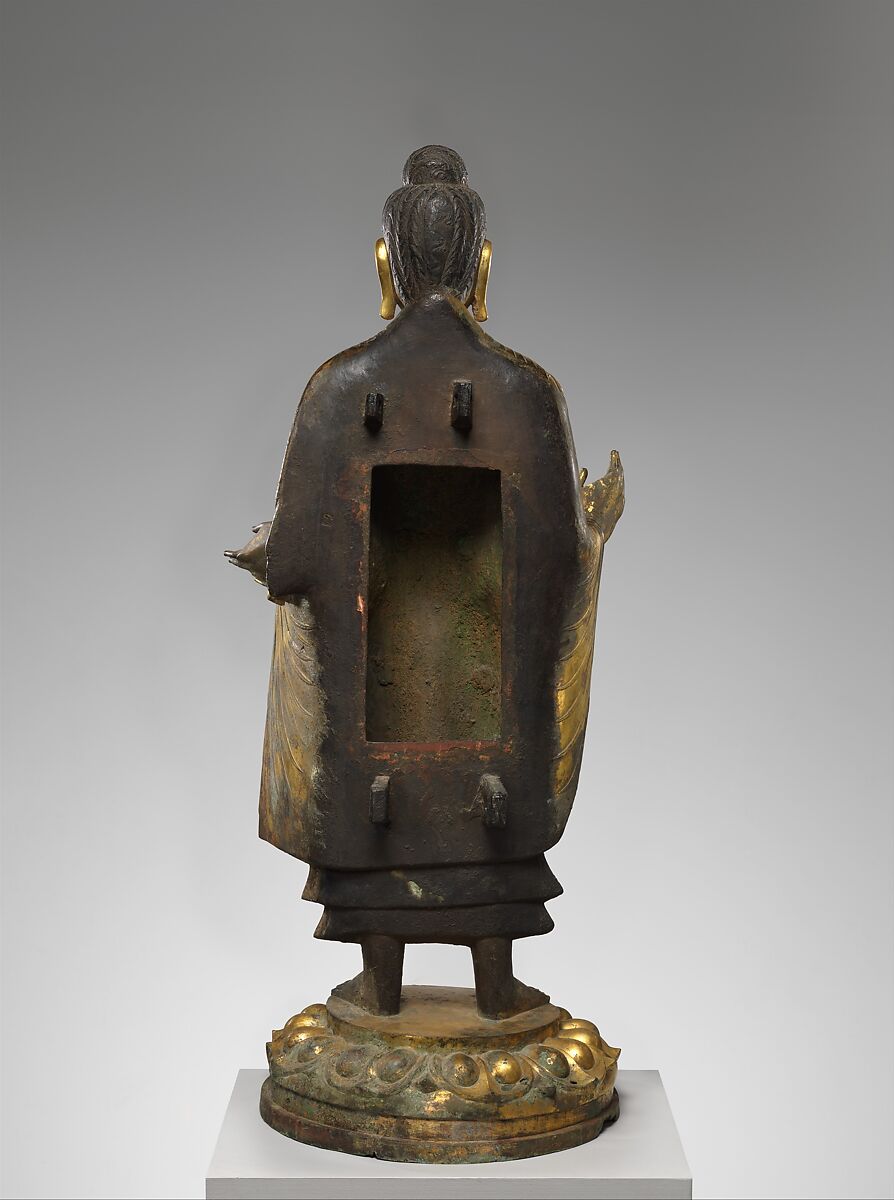 Buddha Maitreya (Mile), Gilt bronze with traces of pigment; piece-mold cast, China