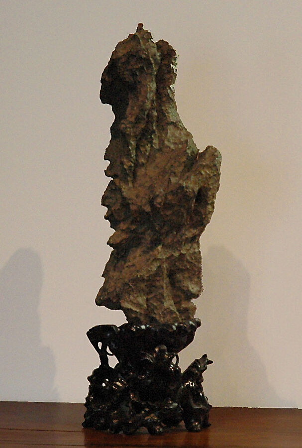 Scholar's rock, Ying limestone; wood base, China