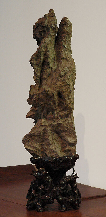 Scholar's rock, Ying limestone; wood base, China