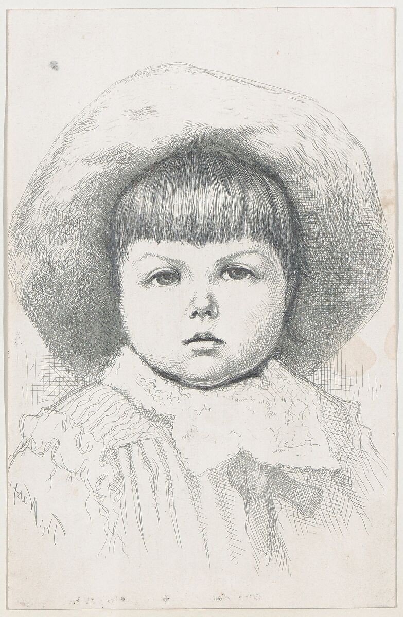 Portrait of a Child (Cyril Nast?), Thomas Nast (American (born Germany), Landau 1840–1902 Guayaquil), Etching, touched with graphite; proof 