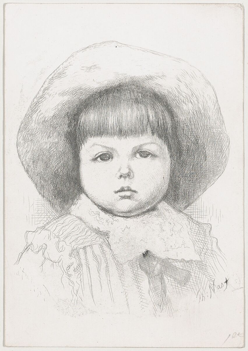 Portrait of a Child (Cyril Nast?), Thomas Nast (American (born Germany), Landau 1840–1902 Guayaquil), Etching; first state 