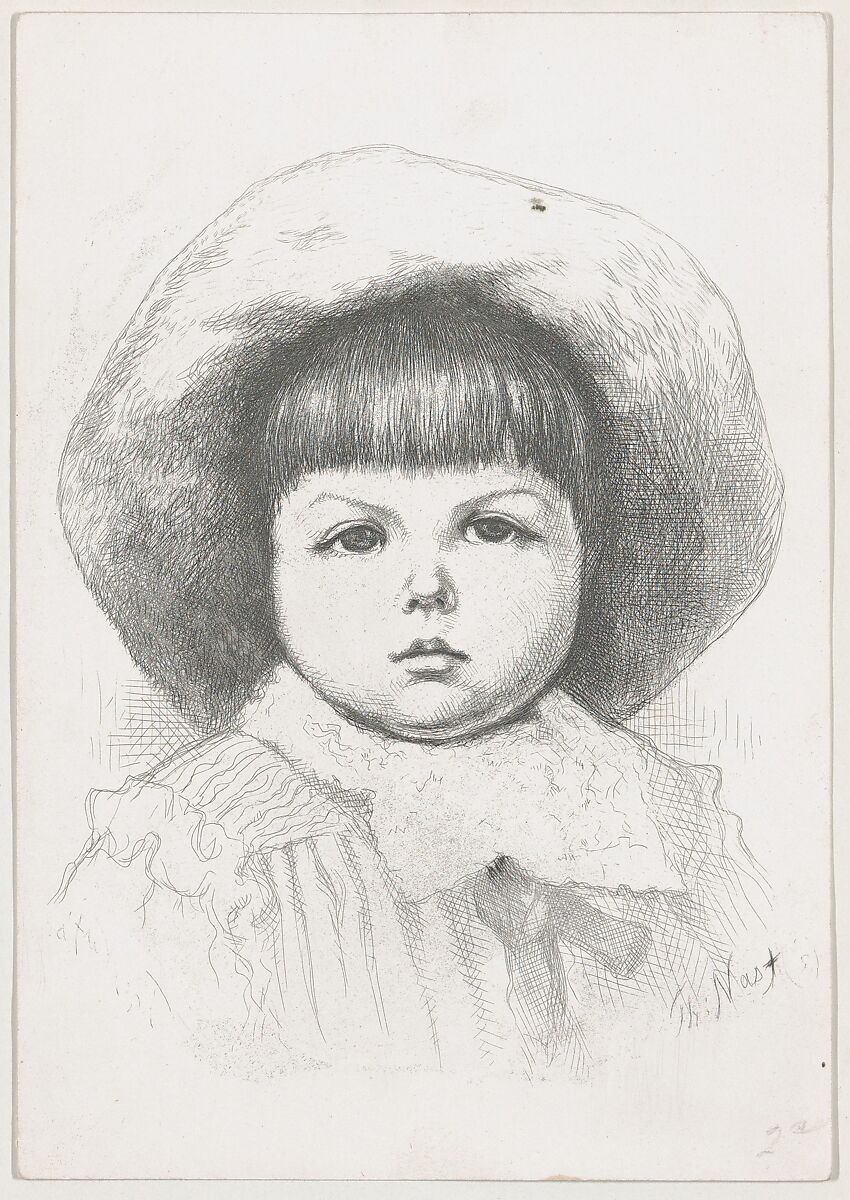 Portrait of a Child (Cyril Nast?), Thomas Nast (American (born Germany), Landau 1840–1902 Guayaquil), Etching; second state 