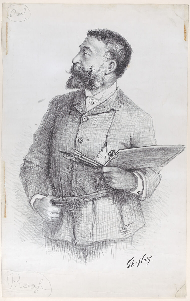 Portrait of the Artist, Thomas Nast (American (born Germany), Landau 1840–1902 Guayaquil), Lithograph 