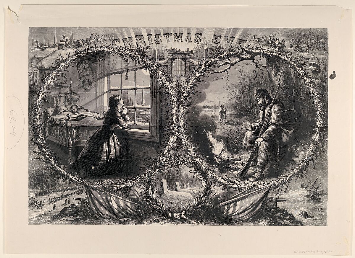 Christmas Eve (published "Harper's Weekly," January 3, 1863), Thomas Nast (American (born Germany), Landau 1840–1902 Guayaquil), Relief print and electrotype 