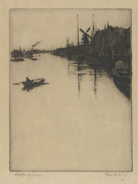 Canal, Rotterdam, George Charles Aid (American, Quincy, Illinois 1872–1938), Etching 