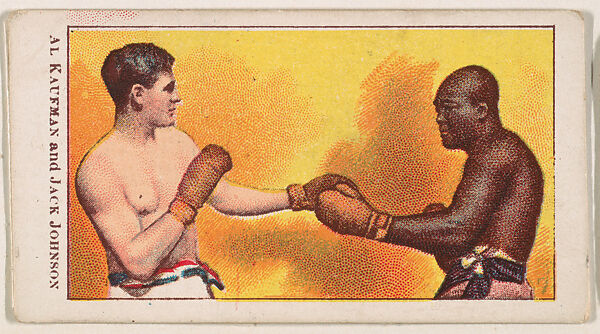 Al Kaufman and Jack Johnson, from the Prize Fighter Caramels series (E77) for the American Caramel Company, Issued by American Caramel Company, Philadelphia, Commercial color lithograph 