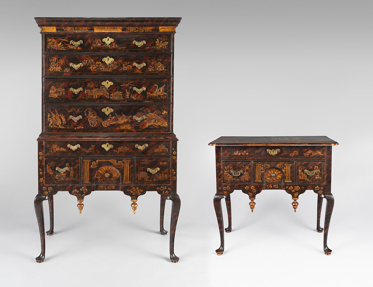 Chest of Drawers, Japanned maple, japanned white pine, white pine; brass, American