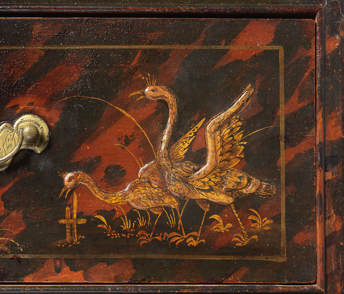 Chest of Drawers, Japanned maple, japanned white pine, white pine; brass, American