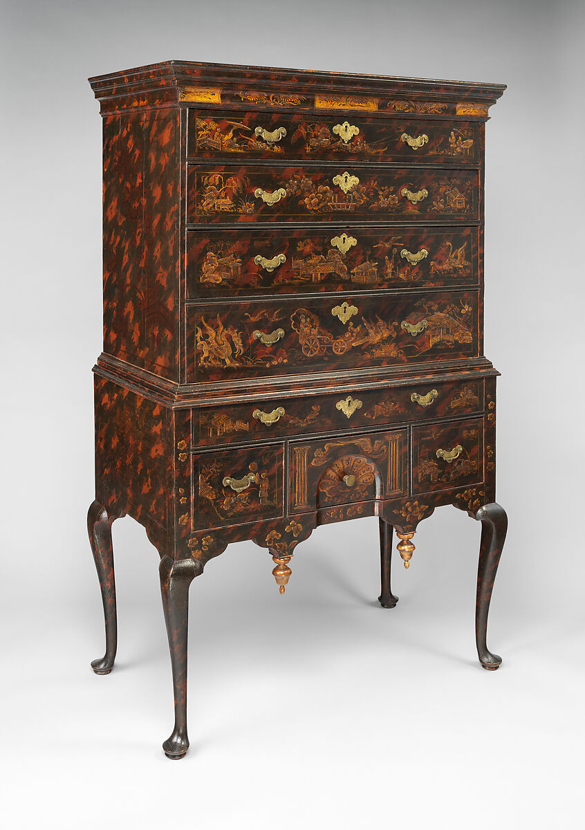 Chest of Drawers, Japanned maple, japanned white pine, white pine; brass, American