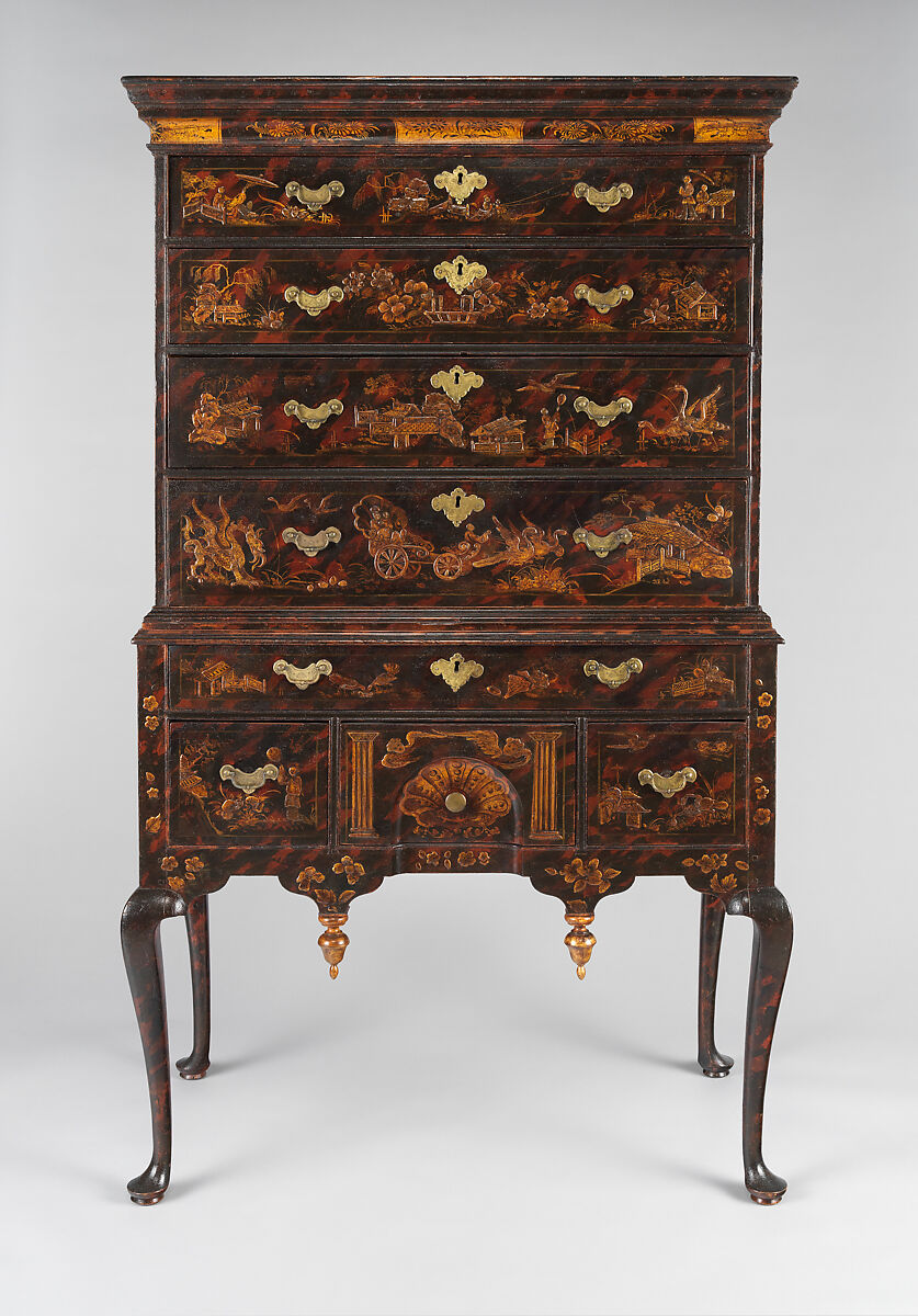 Chest of Drawers, Japanned maple, japanned white pine, white pine; brass, American 