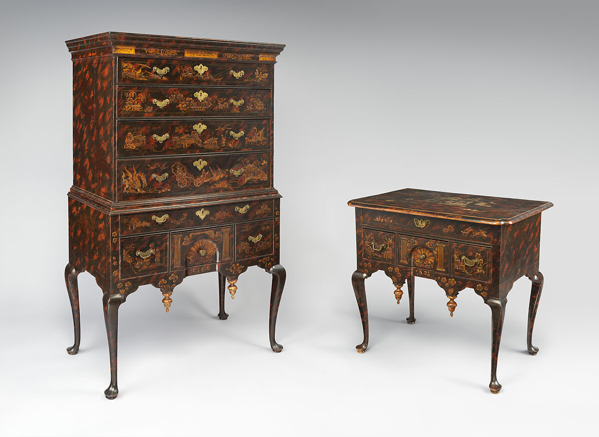 Chest of Drawers, Japanned maple, japanned white pine, white pine; brass, American