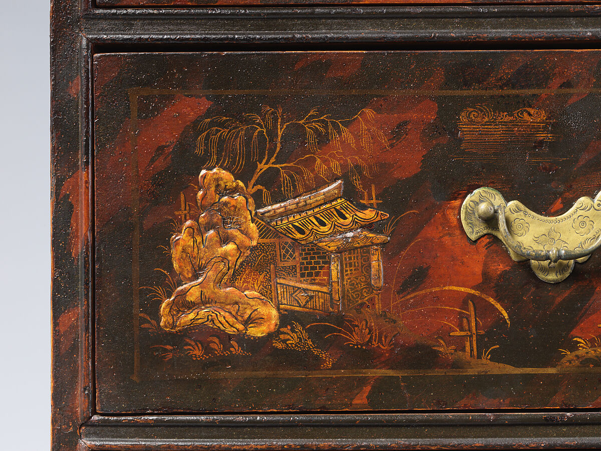 Chest of Drawers, Japanned maple, japanned white pine, white pine; brass, American