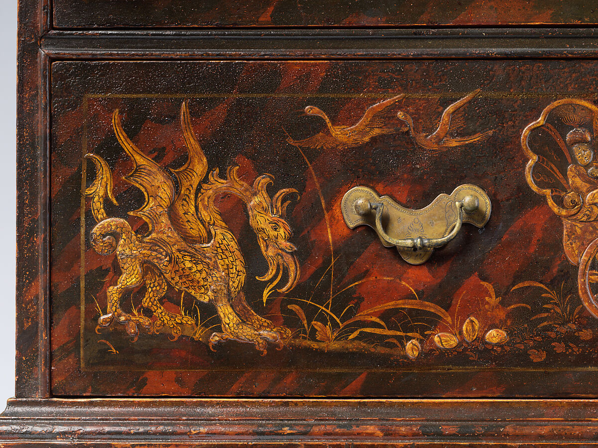 Chest of Drawers, Japanned maple, japanned white pine, white pine; brass, American