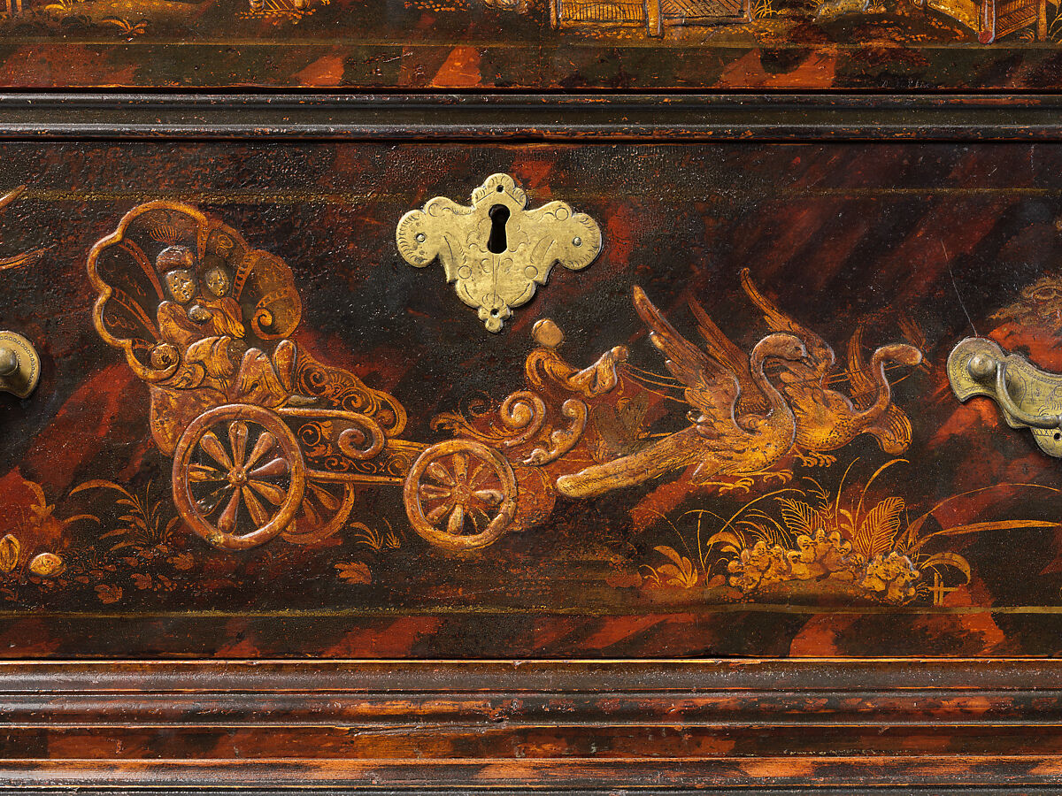 Chest of Drawers, Japanned maple, japanned white pine, white pine; brass, American