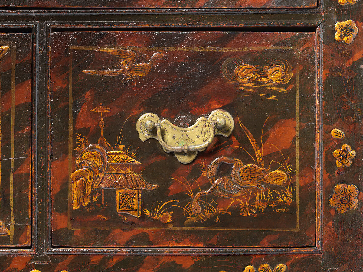 Chest of Drawers, Japanned maple, japanned white pine, white pine; brass, American