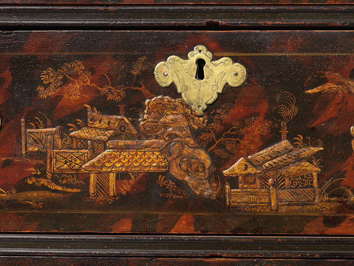 Chest of Drawers, Japanned maple, japanned white pine, white pine; brass, American