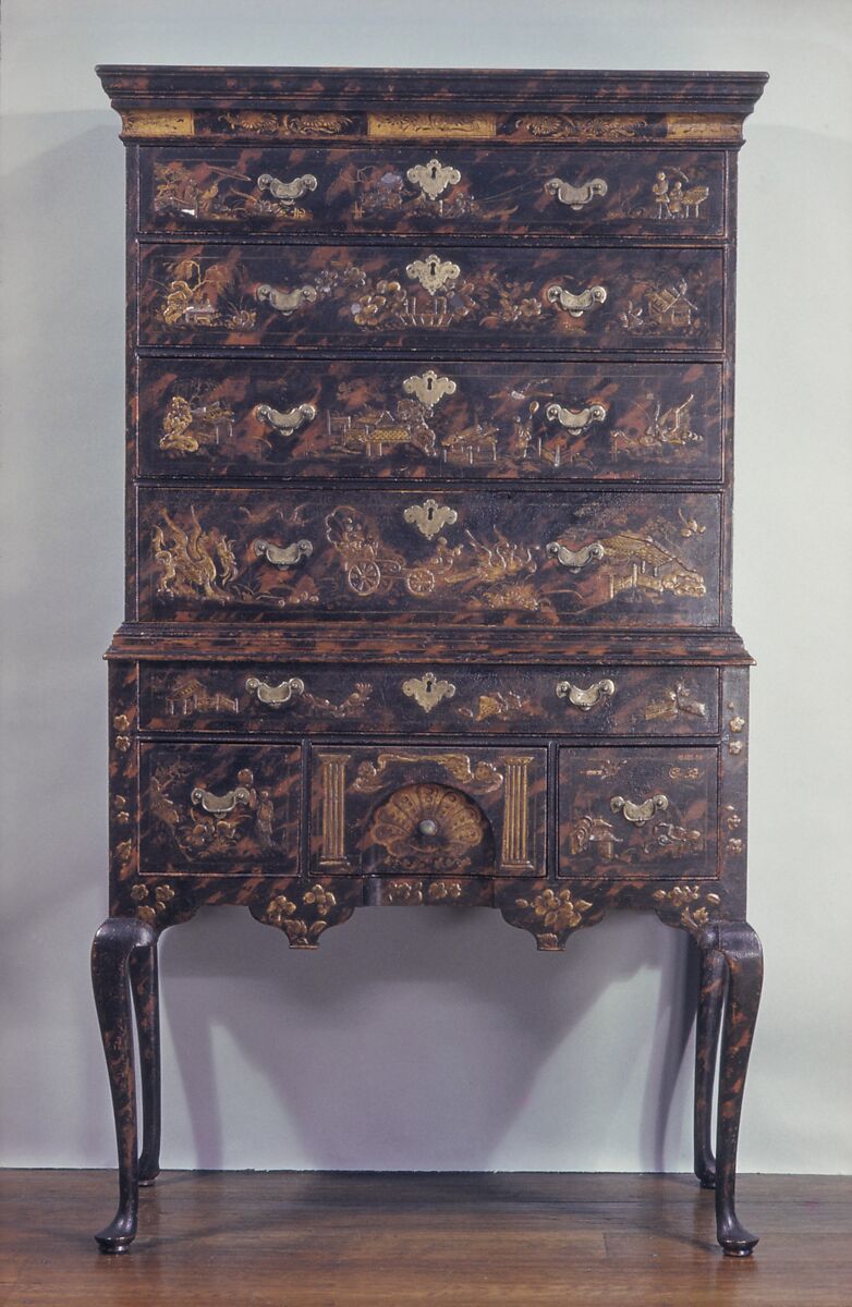 Chest of Drawers, Japanned maple, japanned white pine, white pine; brass, American