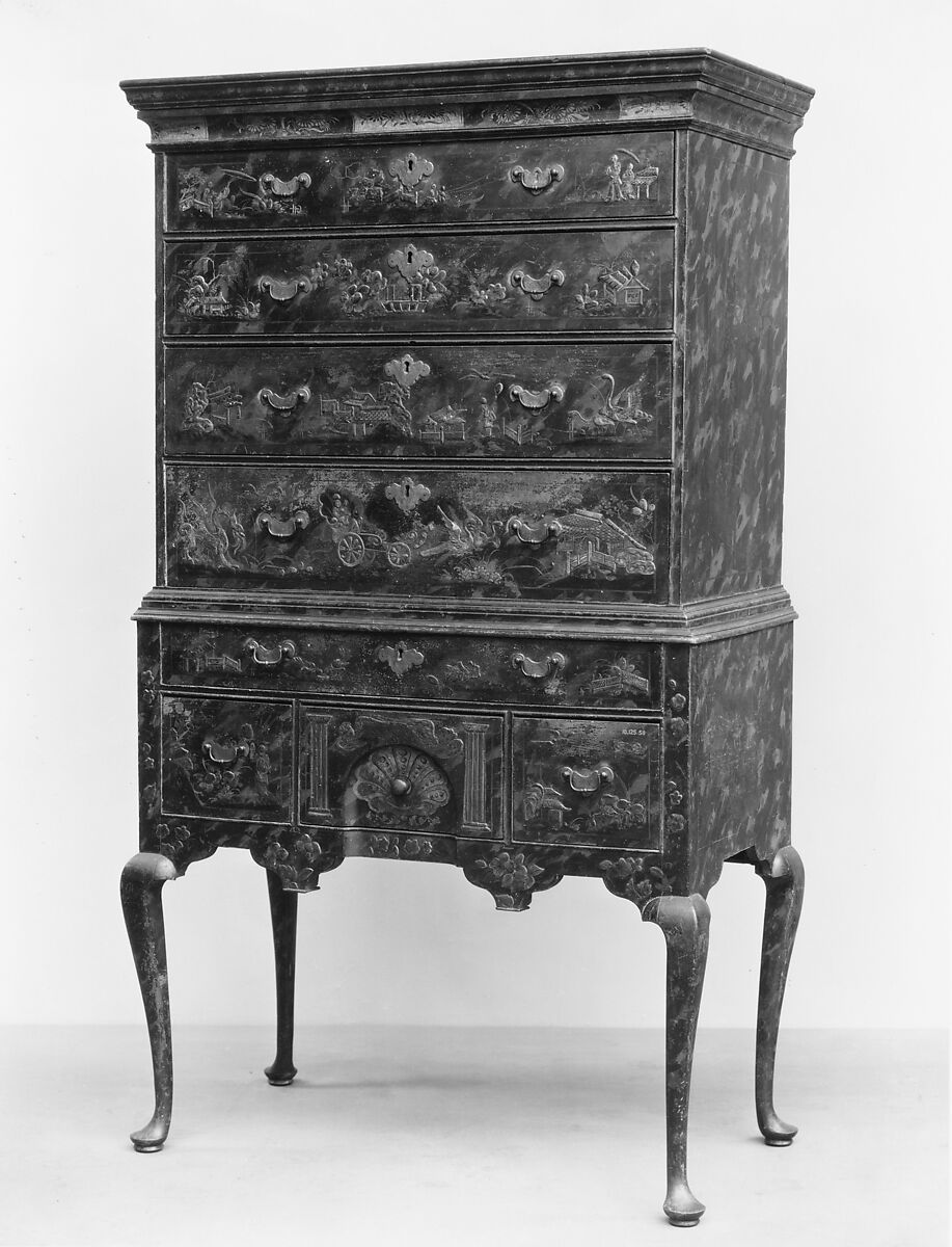 Chest of Drawers, Japanned maple, japanned white pine, white pine; brass, American